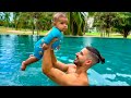 Baby giovannis first time swimming   shocking