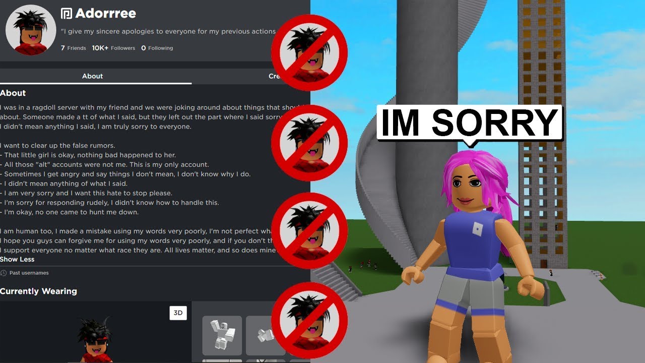 Racist Roblox Tiktoker Apologized Adorrree Youtube - all lives matter roblox shirt