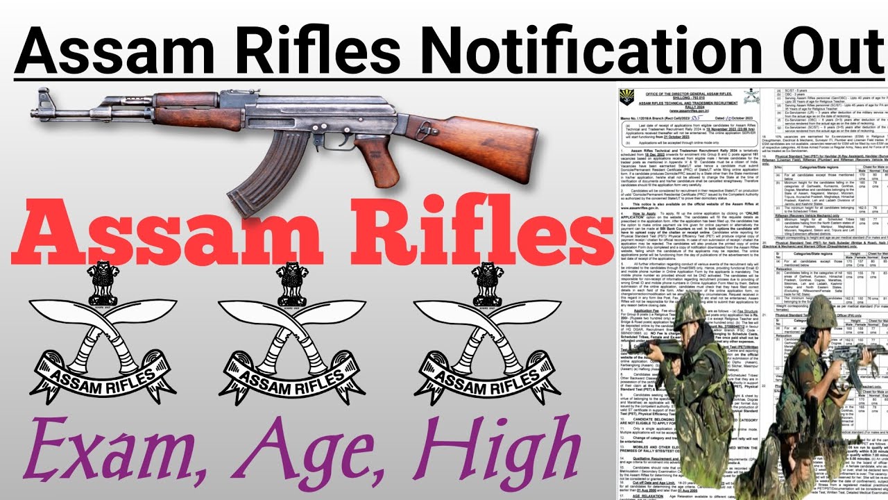 Assam Rifles Notification Out| असम राइफल्स नोटिस 2023-24 - YouTube