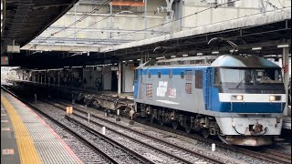 貨物EF210形100番台162号機（旧塗装）＋空コキ13B（両）が大宮駅4番線を通過するシーン（臨配8592レ・新A207・その他）2024.10.4