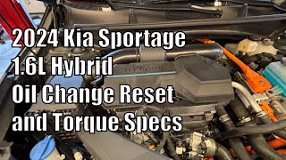 2024 Kia Sportage 1.6L Oil Change, Reset and Torque Spec