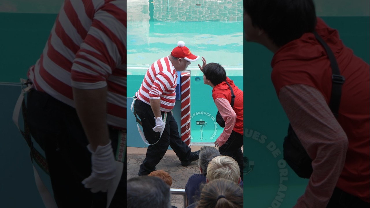 Tom o mímico teve que ser rápido para não perder o boné 😮😂🤣#tomthemime #seaworldmime
