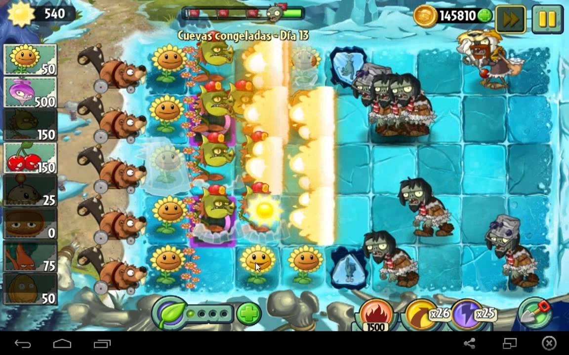 Plants vs zombies 2 gameplay español - Frostbite Caves nivel 13 (Sloth