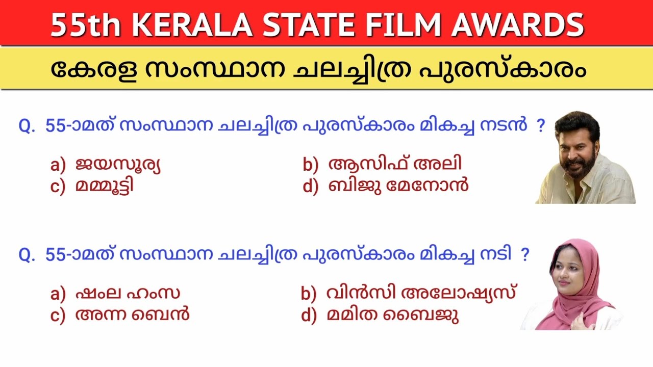 55-മത് സംസ്ഥാന ചലച്ചിത്ര പുരസ്കാരം | 55th Kerala State Film Awards | Current Affairs 2025 Malayalam 