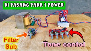 How to install tone control and subwoofer filter on 1 power amplifier