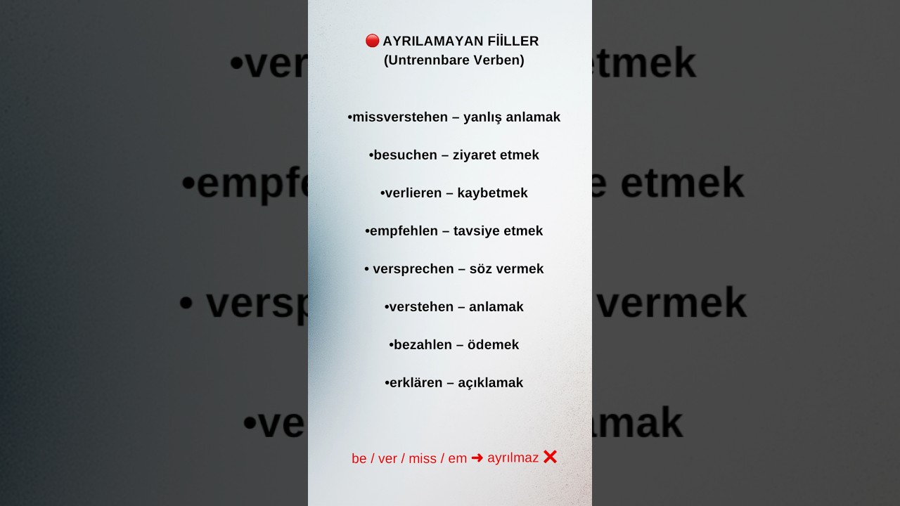 Ayrılan mı Ayrılmayan mı? Almanca Fiiller🔥♥️