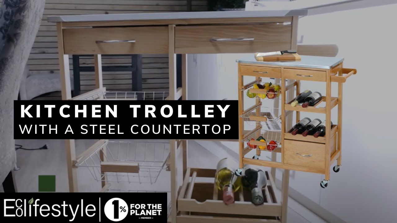 DIY Pinewood Kitchen Trolley with Stainless Steel Countertop Ecofriendly YouTube