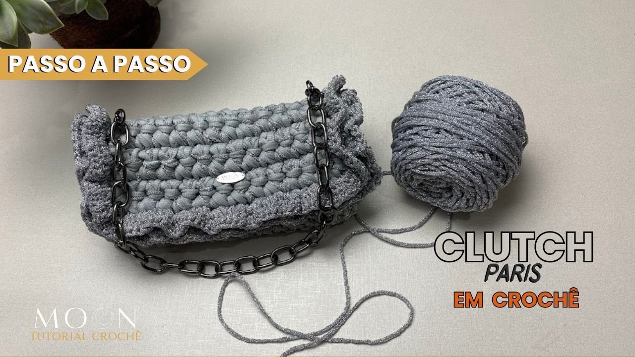 Bolsa em CROCHê MODERNO com BRILHO / Clutch Paris em crochÊ
