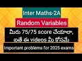Inter Maths-2A - Random variables - Important problems for final exams 2025