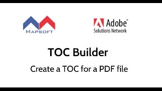 Create a Table of Contents PDF Adobe - TOC Builder Trailer