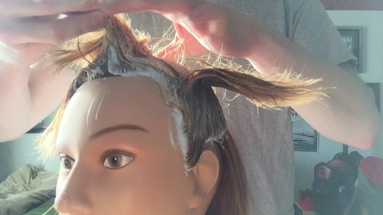 ASMR Bleaching a Mannequin's Hair Blonde Color Applicaion YouTube