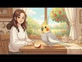 Sweet and cute cockatiel bird 🐦 with girl 