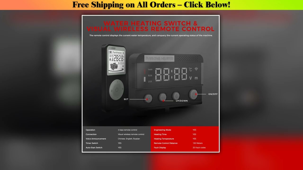 Car Diesel Fuel Liquid Heater 12V 5KW Wireless Remote Control W/ Water Pump diesel parking car