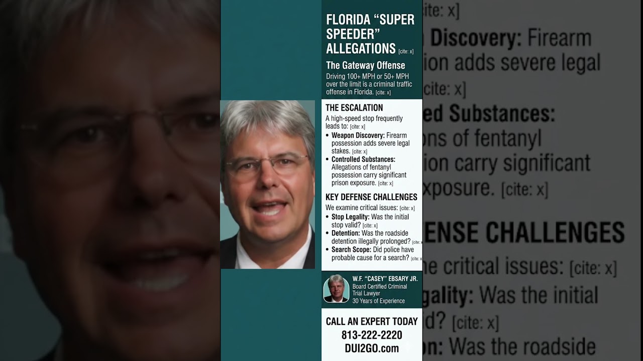 Video: In Florida, pushing the limits of speed is no longer just a traffic ticket — it’s a criminal offense. Under Florida Statute § 316.1922, known as the “Super Speeder Law,” drivers clocked 50 MPH or more over the limit or 100 MPH and above face mandatory court, fines, and even jail.
