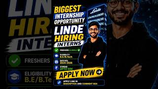 Linde Biggest Internship Opportunity 🔥 AI Intern | ₹50K Stipend | Freshers Apply
