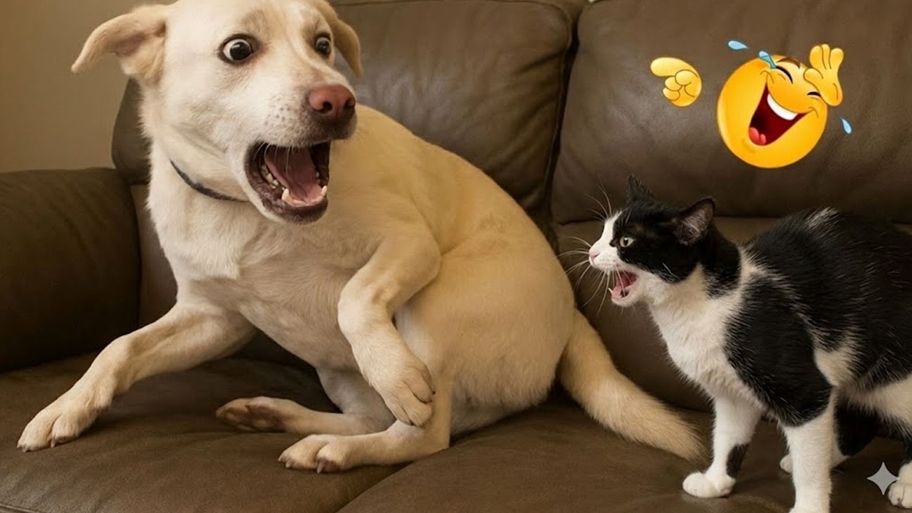 Когда кота воспитывают собаки 😂