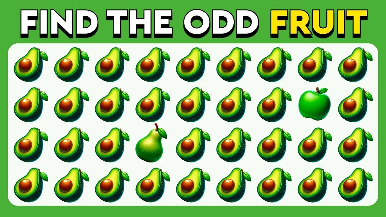 Find the ODD One Out - Fruit Edition 🍎🥑🍉 Easy, Medium, Hard - 30 Ultimate Levels Emoji Quiz