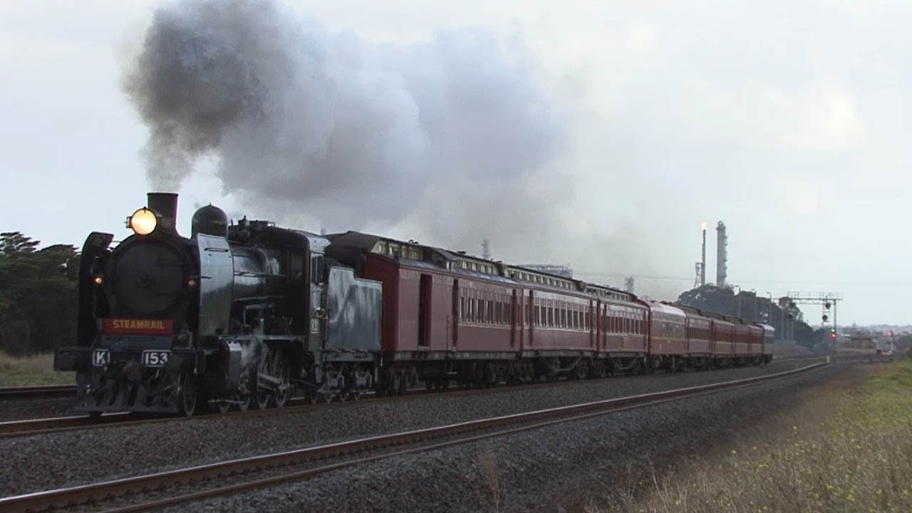 electromotive tec3r Steam Rail and Sail tour at Corio - K153 with 9 cars: Australian Trains