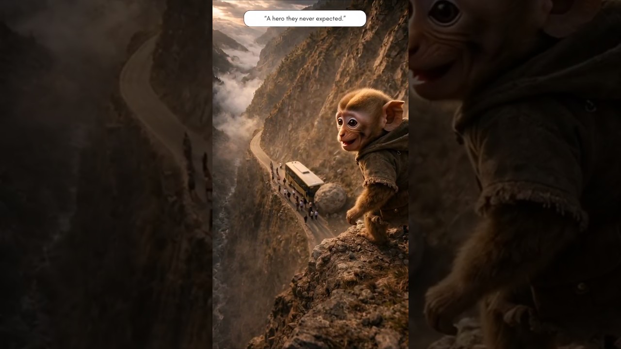 A small monkey, with great courage. 