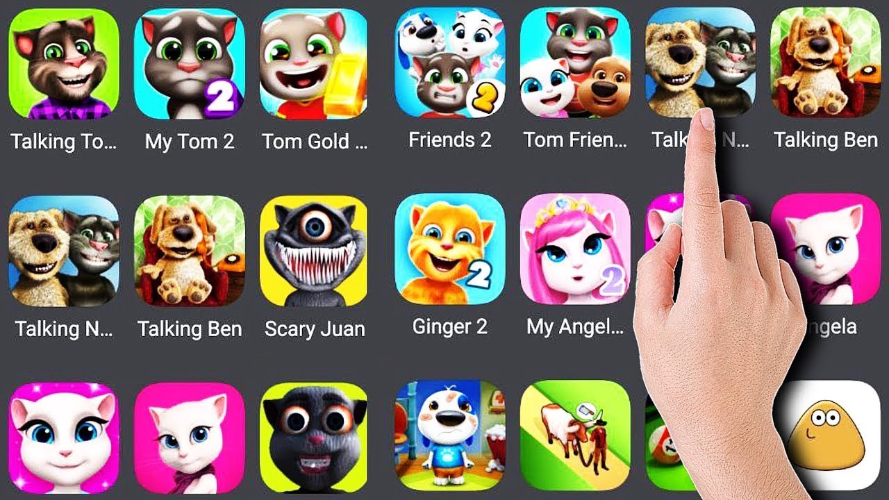 Talking News, Ben, Ginger 2, Friends 2, My Angela 2, Scary Juan, Tom Friends, Game play,