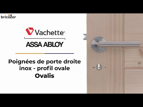 Poignées droite sur rosaces rondes - inox - profil ovale - Ovalis VACHETTE