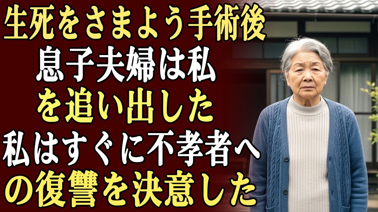 生死をさまよう手術後、息子夫婦は私を追い出した…私はすぐに不孝者への復讐を決意した。