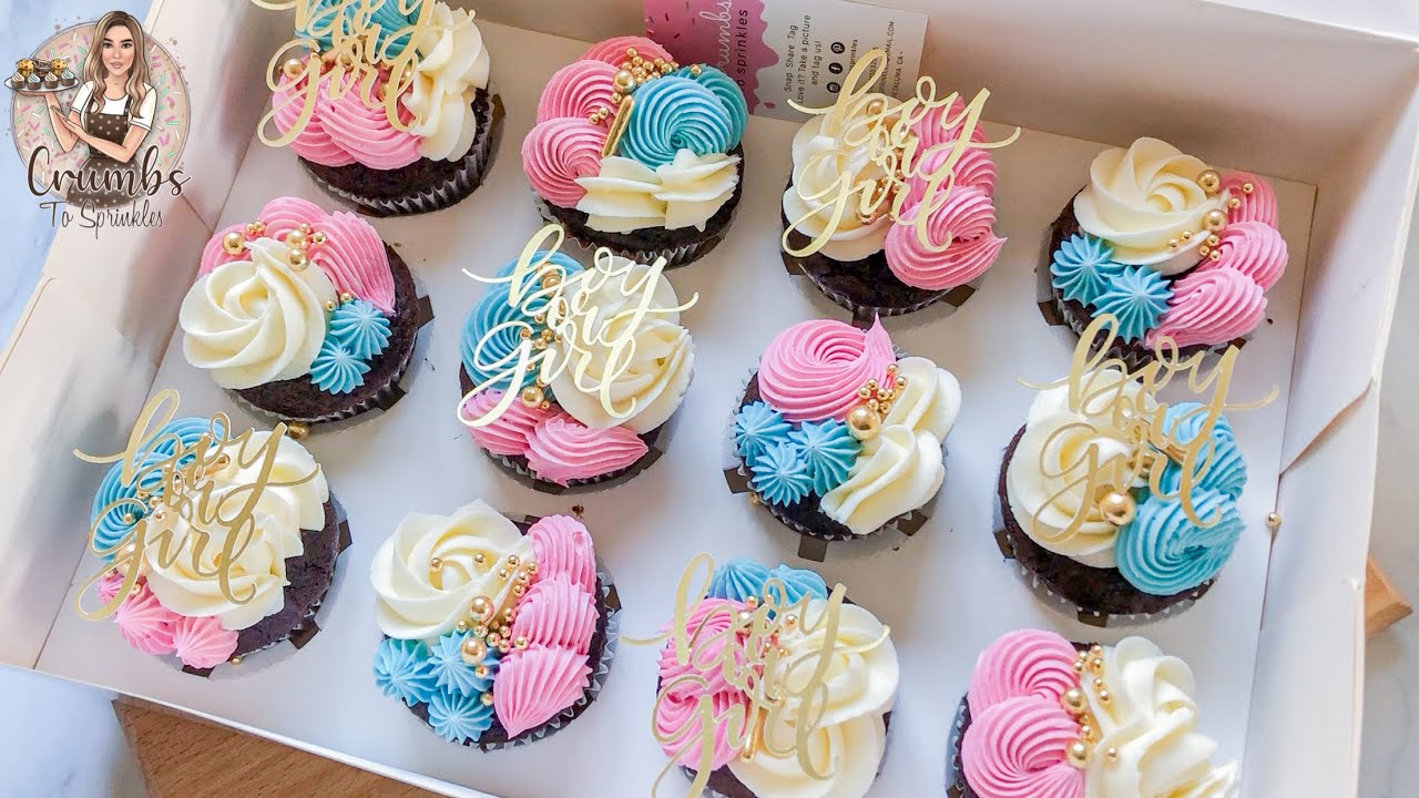GENDER REVEAL CUPCAKES idea de decoracion