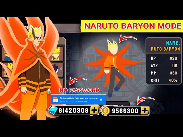 Stickman Ninja Fight Mod APK Unlock Naruto Baryon Mode 