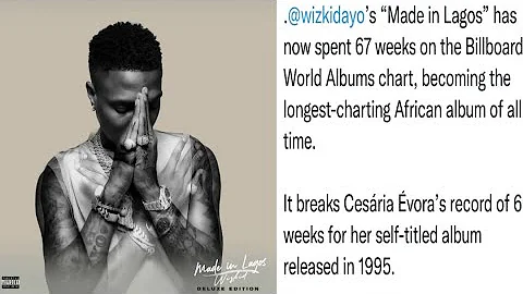 WIZKID Made in Lagos Album Breaks Another Record on the Billboard World Albums Chart.