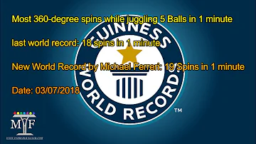 Michael Ferreri Guinness World Record Most 360-degree spins in 1 minute with 5 balls (2018)