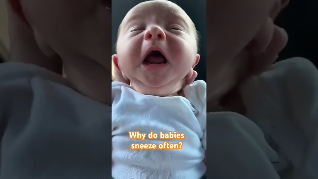 Cute baby sneezing