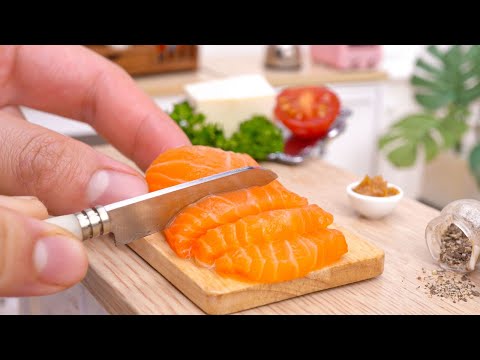 Easy Miniature Baked Salmon And Miso Soup For Your Meal | Yummy Tiny Japanese Food