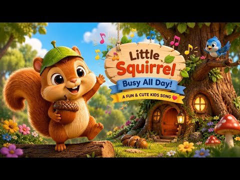 Little Squirrel, Busy All Day! 🐿️🌰 | Fun Kids Song | Cute Animal Nursery Rhyme