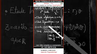 propriétés des  nombres complexes approche trigonométrique shorts short cours maths revision