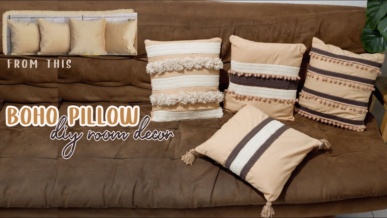 boho throw pillow (sarung bantal hacks) *tanpa jahit | DIY ROOM DECOR #13