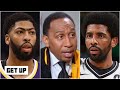 Stephen A. reacts to Anthony Davis’ groin injury and a fan throwing a water bottle at Kyrie Irving