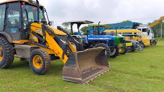 Jcb 3dx loading Mud in TATA Tippers Tractors Swaraj 855 New Holland 3630 Tractor 4x4 New Thar Truck