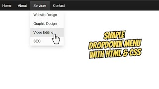 Simple Dropdown Menu with Hover Effect using HTML and CSS