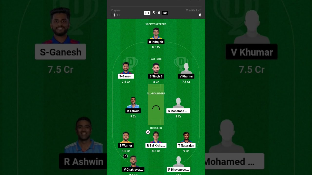 TNPL ITT vs DD Dream11 predication Team