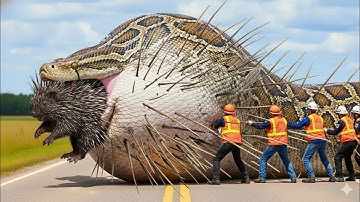 🦔 Rescue Mission: Porcupine and Her Baby Saved from a Giant Python | AI Forest Zone