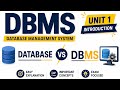 DBMS Lecture 1 🔥 | Database vs DBMS (Difference + Full Basics) | Unit 1 | Start From Zero