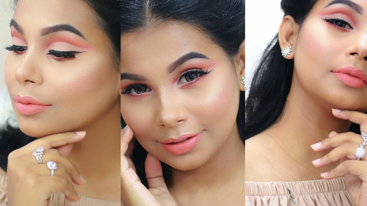 Soft Peach Cut Crease Makeup Eid Makeup Tutorial 2017 YouTube