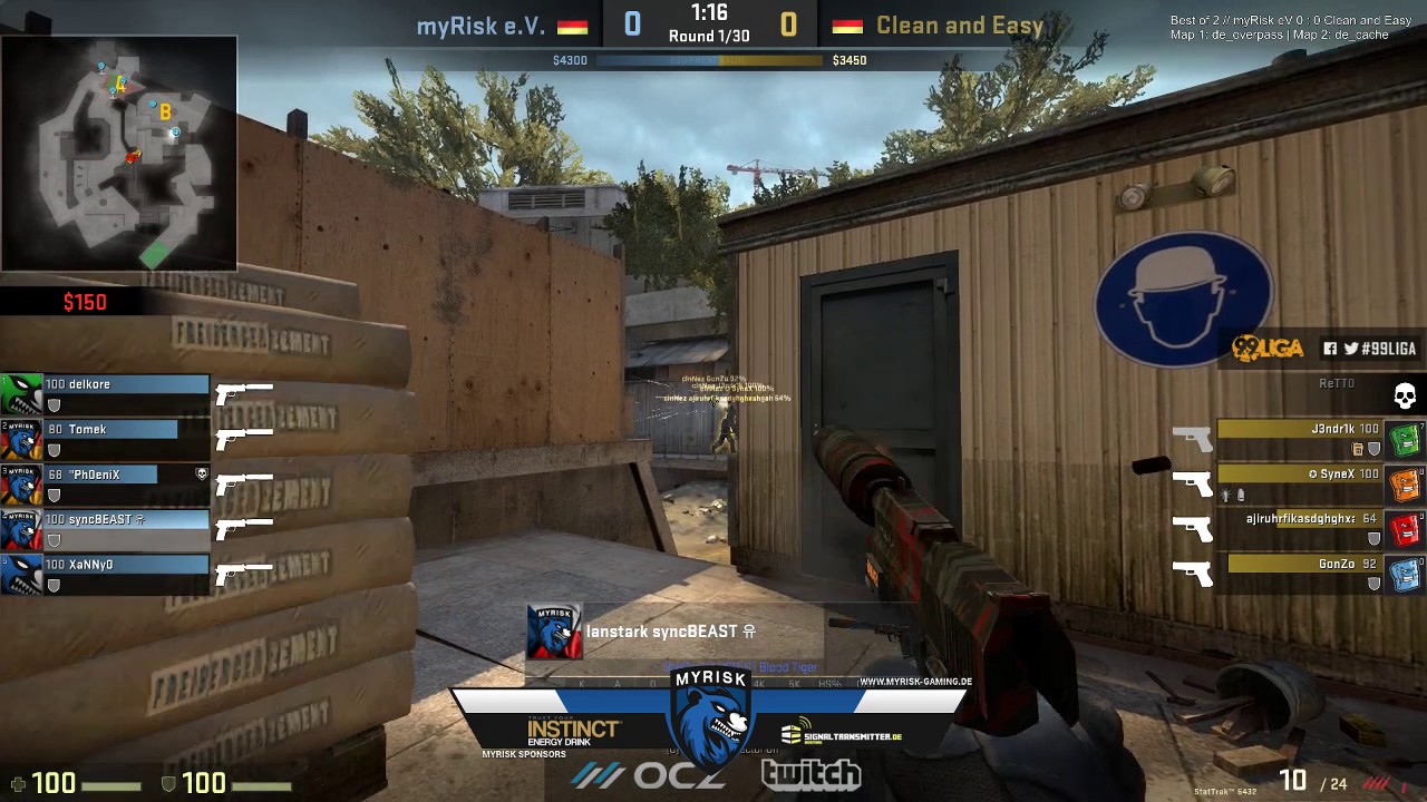 myRisk eV vs. Clean and Easy - 99Damage Liga S5 Div 3.4 - Map 1: de_overpass