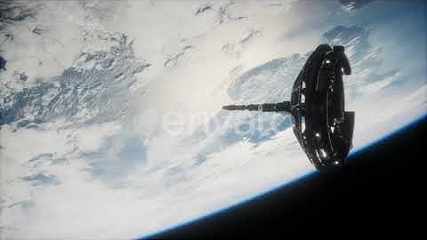 Futuristic Space Satellite Orbiting the Earth | Motion Graphics - Envato elements