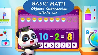 Baby Panda Learning Academy #13 - Basic Math - Objects Subtraction within 10 | BabyBus Games screenshot 1