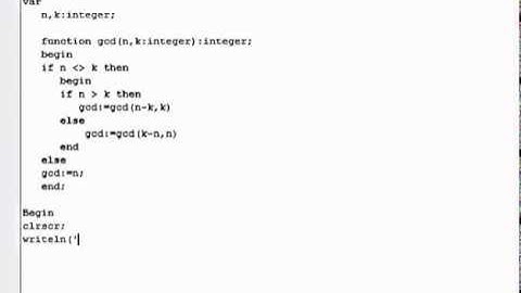 Euclidean algorithm in Pascal