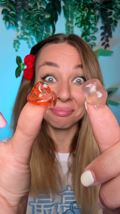 Eating peeled soft jelly candy with peach taste 🍑