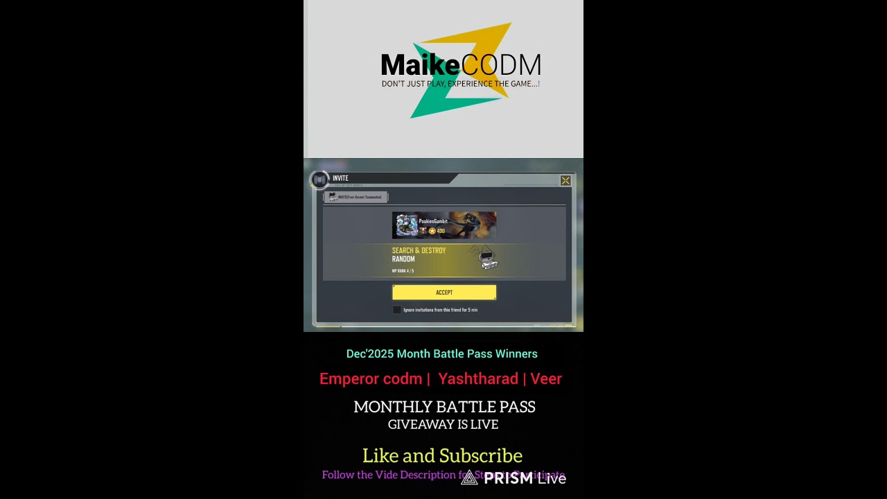 Participate in 1v1 Tournament Challenge CODM LIVE 