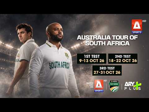 AUS vs SA Test Series 2026 LIVE on #ASportsHD and #ARYPlus 🇦🇺🇿🇦 | A Sports