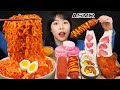 ASMR MUKBANG| 편의점 직접 만든 불닭 떡볶이 양념치킨 김밥 먹방 & 레시피 FRIED CHICKEN AND Tteokbokki EATING